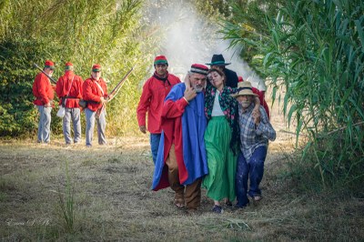 Historical re-enactment of the landing of Anita and Giuseppe Garibaldi