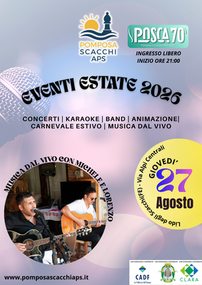 Lido di Pomposa 70th Anniversary & Chess Festival" – Live music with Lorenzo and Michele