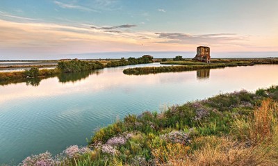 Un brindisi al calar del sole nelle Valli di Comacchio