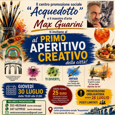 Si impara a dipingere con il maestro Max Guarini, sorseggiando l'aperitivo