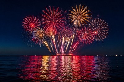 Spettacolo di fuochi d'artificio sul mare a Lido delle Nazioni