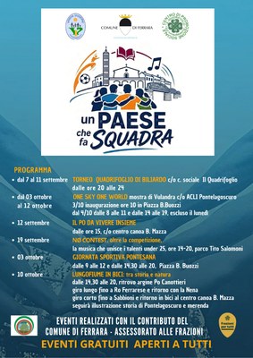Numerosi eventi rivolti alla comunità di Pontelagoscuro