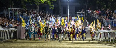 Il Palio di Ferrara riprende una delle consuetudini ludiche più caratteristiche del periodo comunale italiano. Ad oggi i palii contesi in Piazza Ariostea l’ultimo sabato di maggio sono quattro, come tramandato dalle cronache e dagli statuti del XV secolo.